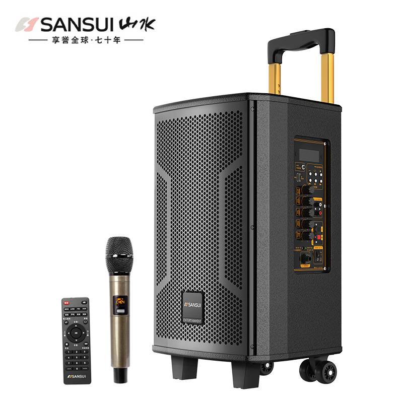 山水(SANSUI)SA5-08 户外移动拉杆广场舞音响家用室外唱歌K歌大功率无线蓝牙木质音箱卡拉OK 单话筒